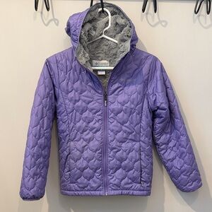 Kids Girls Columbia Winter Jacket Coat Quilted Purple with Soft Gray Lining